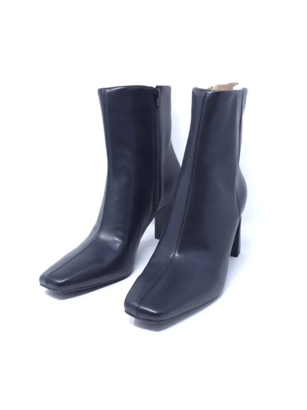 New INC Odelyap Black Faux Leather Square Toe Ankle Booties Women’s 11M